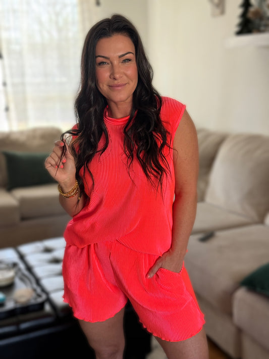 Warmer Days 2pc Shorts Set- Summer Coral JL2SD