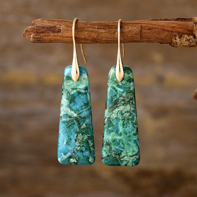 Copper & Natural Stone Earrings- 3 Colors (Navy, Purple, Green)