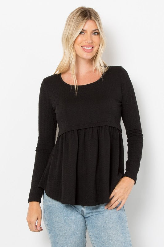 Black Babydoll Knit Top