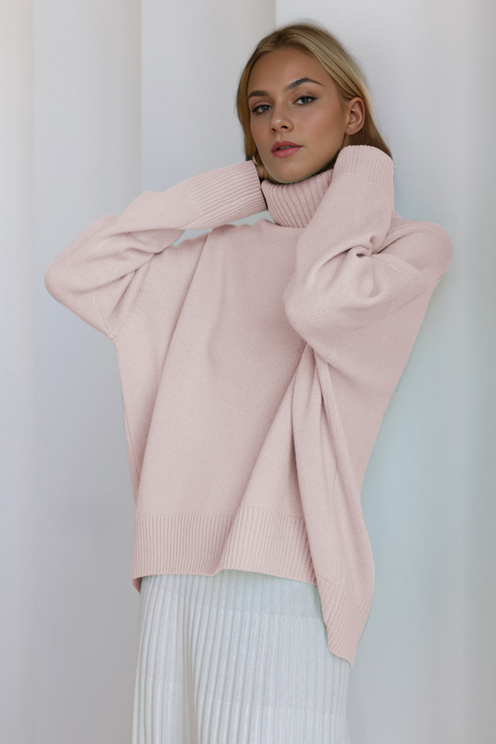 Turtleneck Dropped Shoulder Sweater- 12 Colors