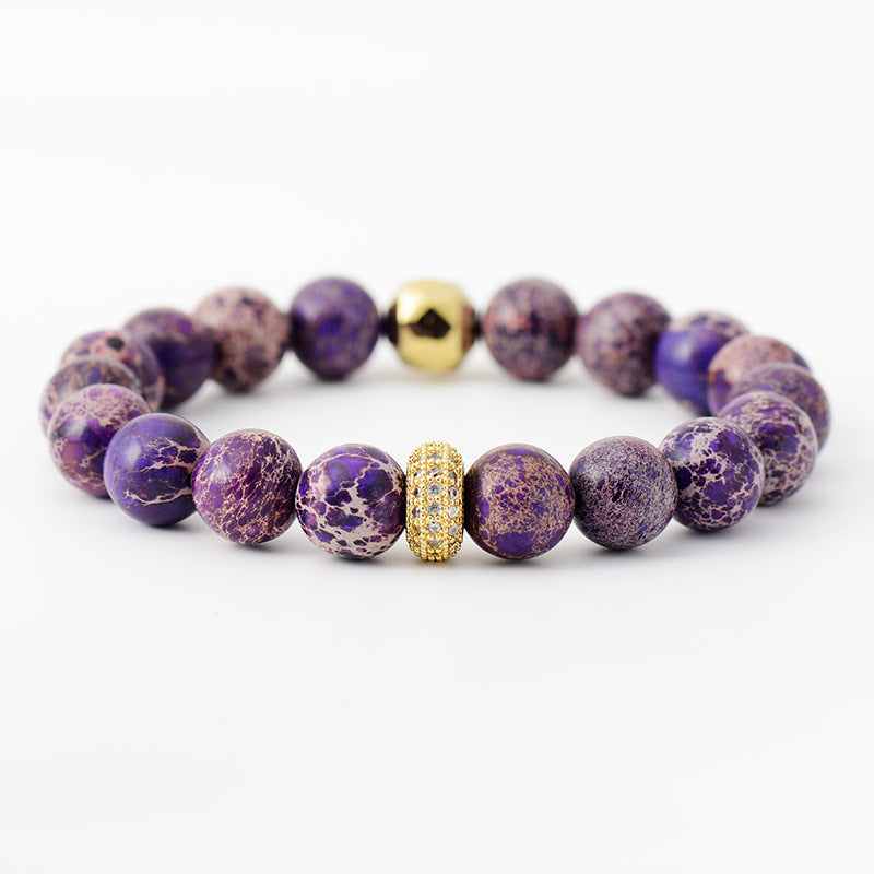 Natural Stone Beaded Bracelet- Purple