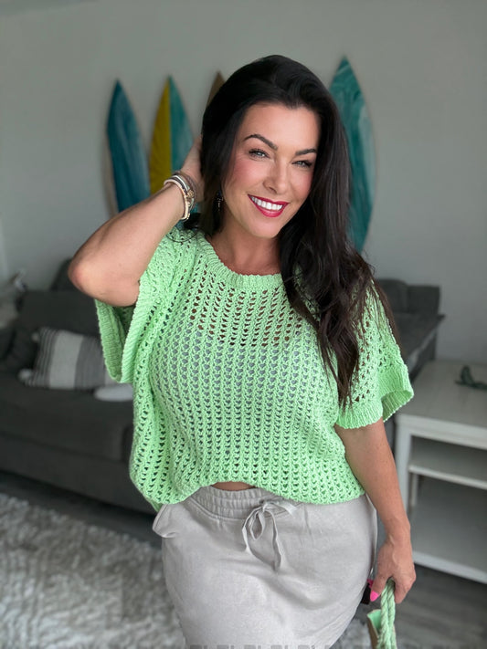 Dockside Daze Knit Top- Seafoam Spritz W1792