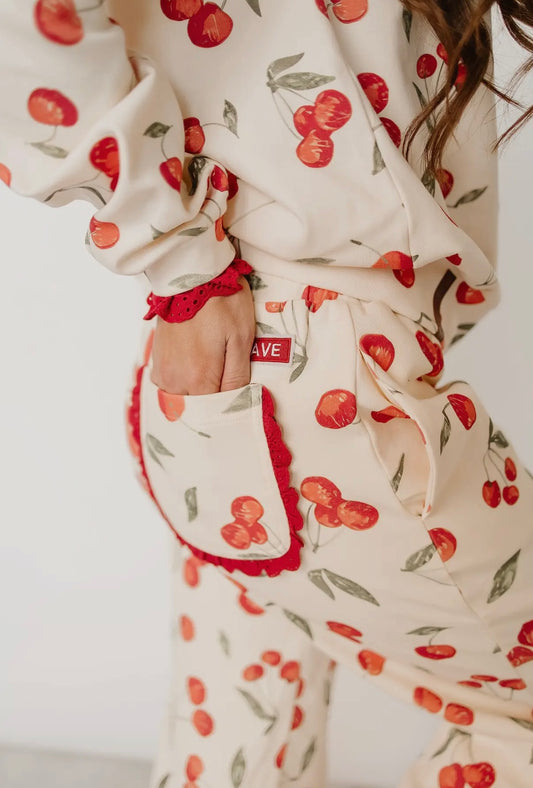 Ampersand Cherry Charmed Lace Pocket Joggers