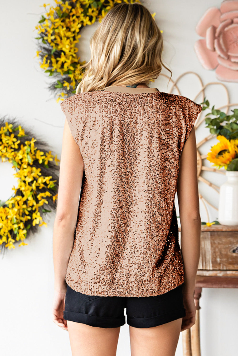 Sequin Top- 3 Colors- Silver, Black, Camel