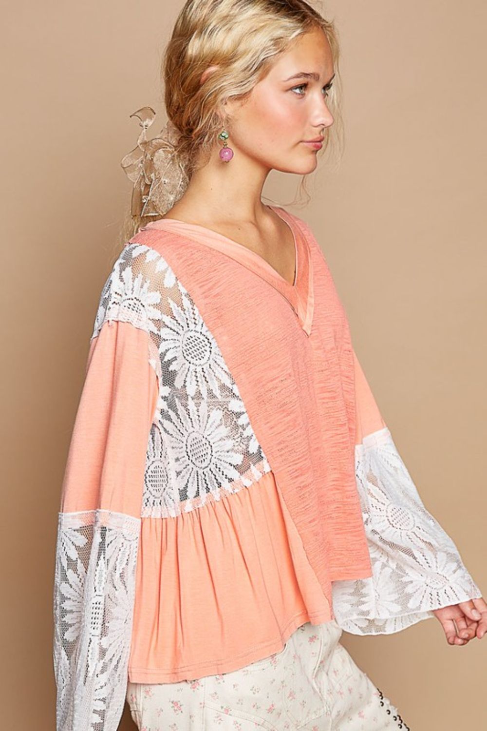 POL Anything But Basic Top- Coral