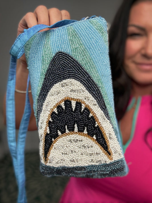 Shark Week Beaded Crossbody Bag