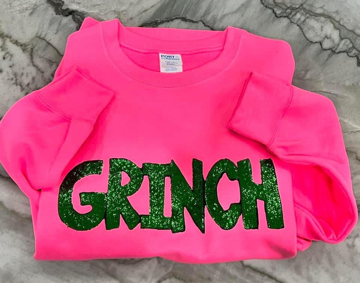 Pink Glitter Grinch Sweatshirt