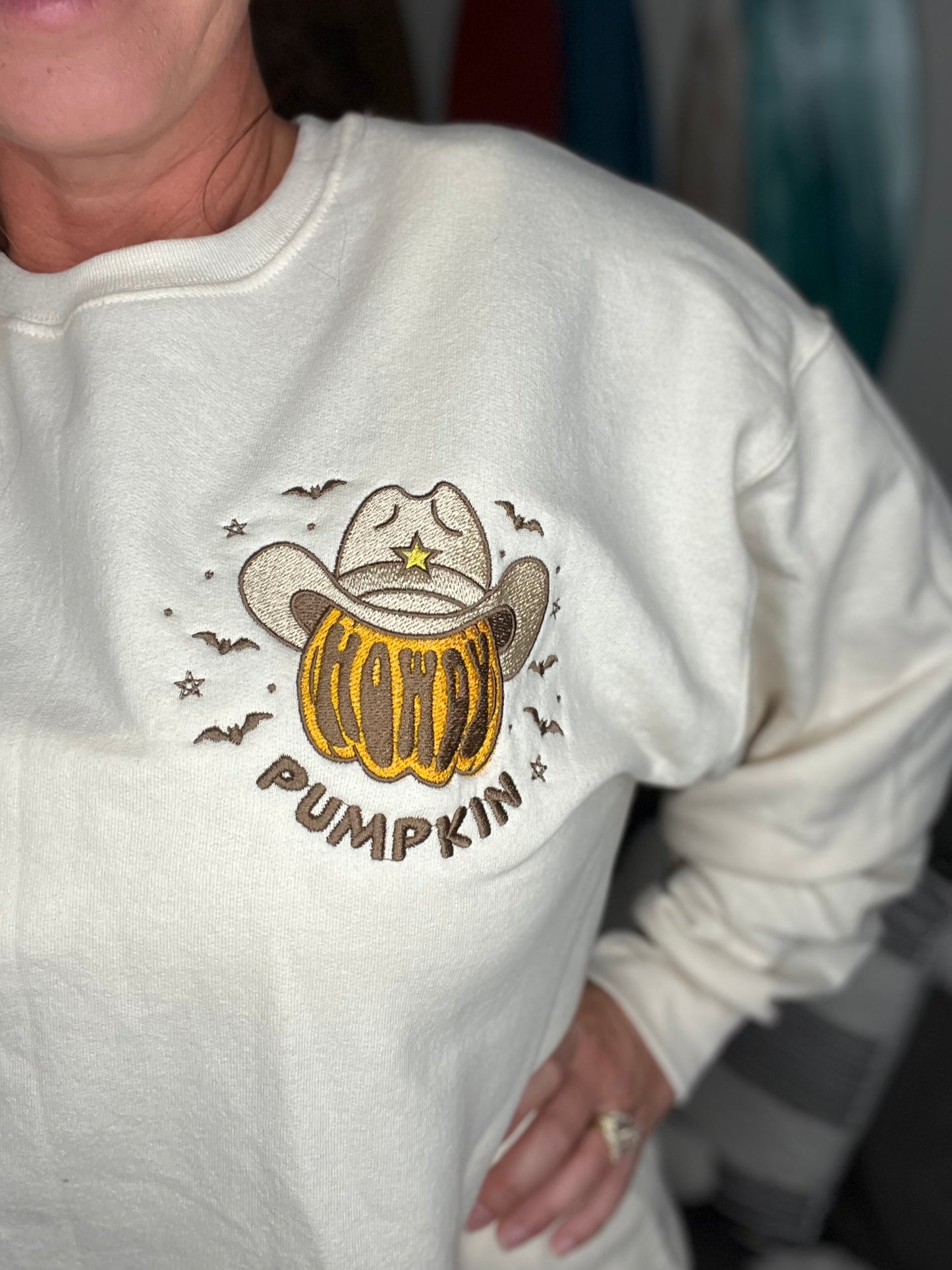 Embroidered Howdy Pumpkin Sweatshirt