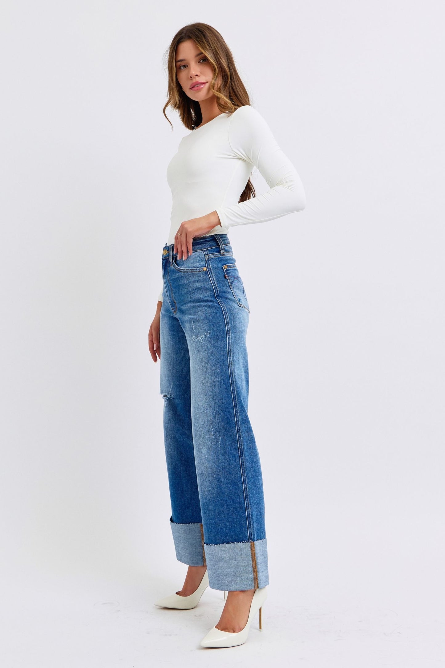 The Ellie- Judy Blue Wide Leg Jeans