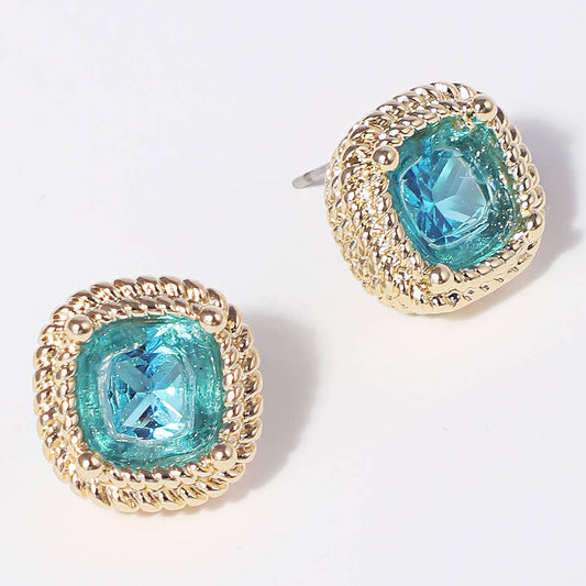 Basic B Stud Earrings- Caribbean Teal