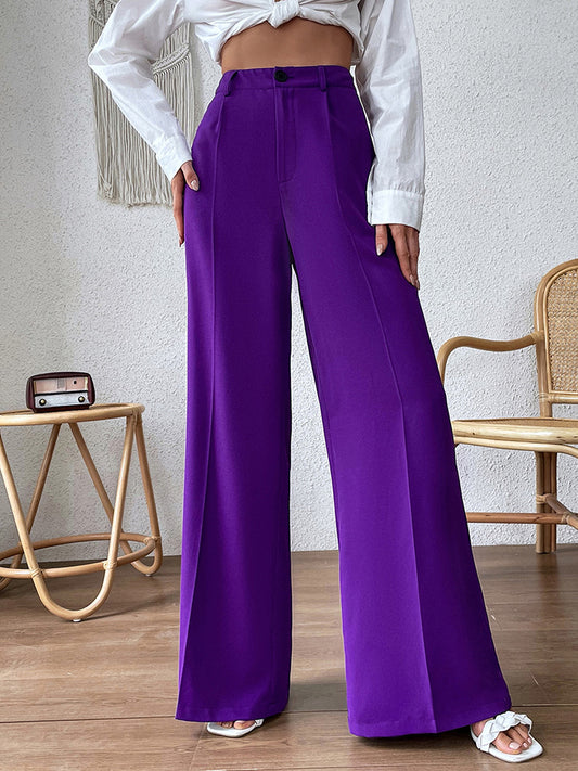 Dark Honey Wide Leg Pants- Deep Purple