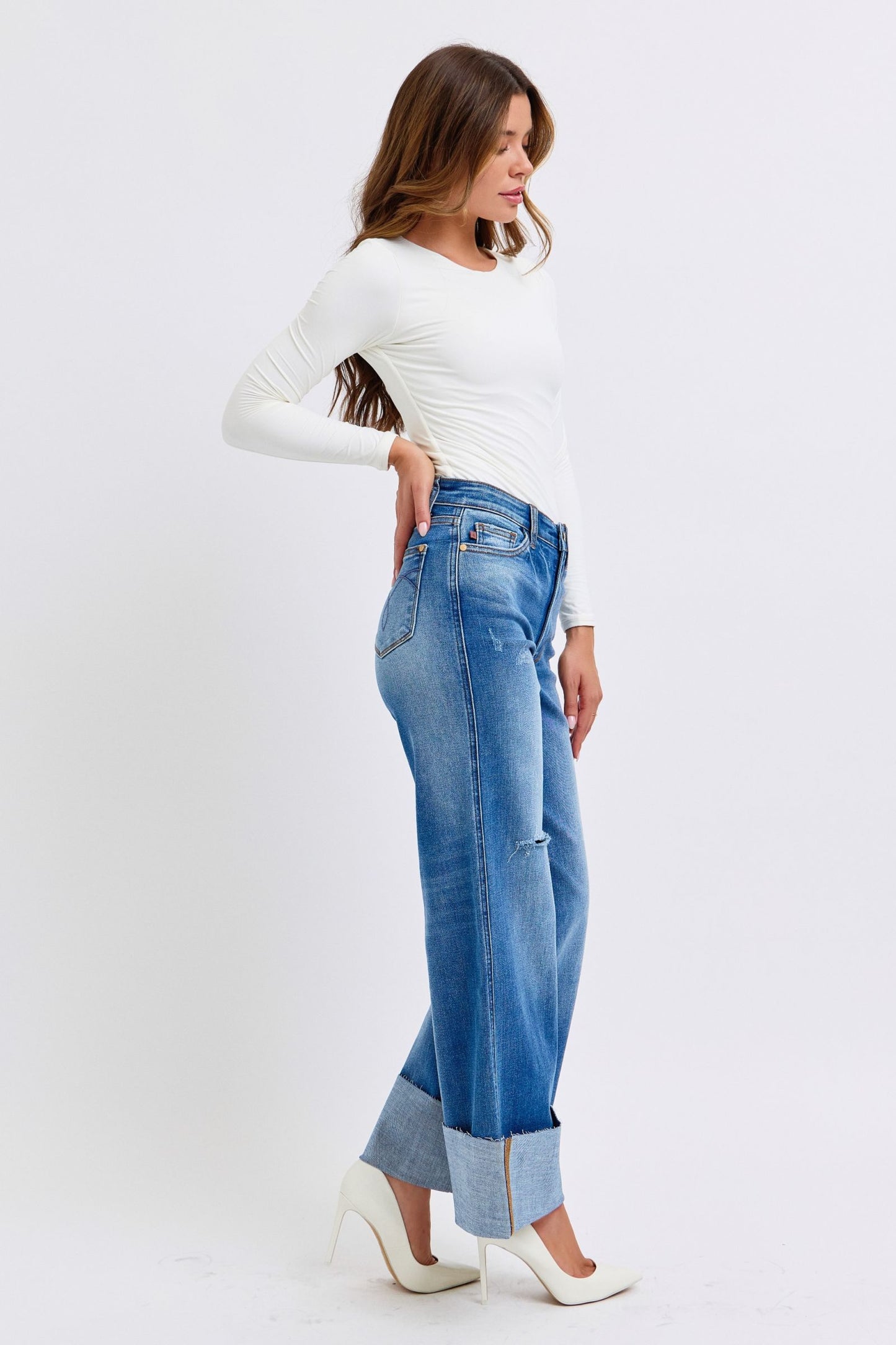 The Ellie- Judy Blue Wide Leg Jeans