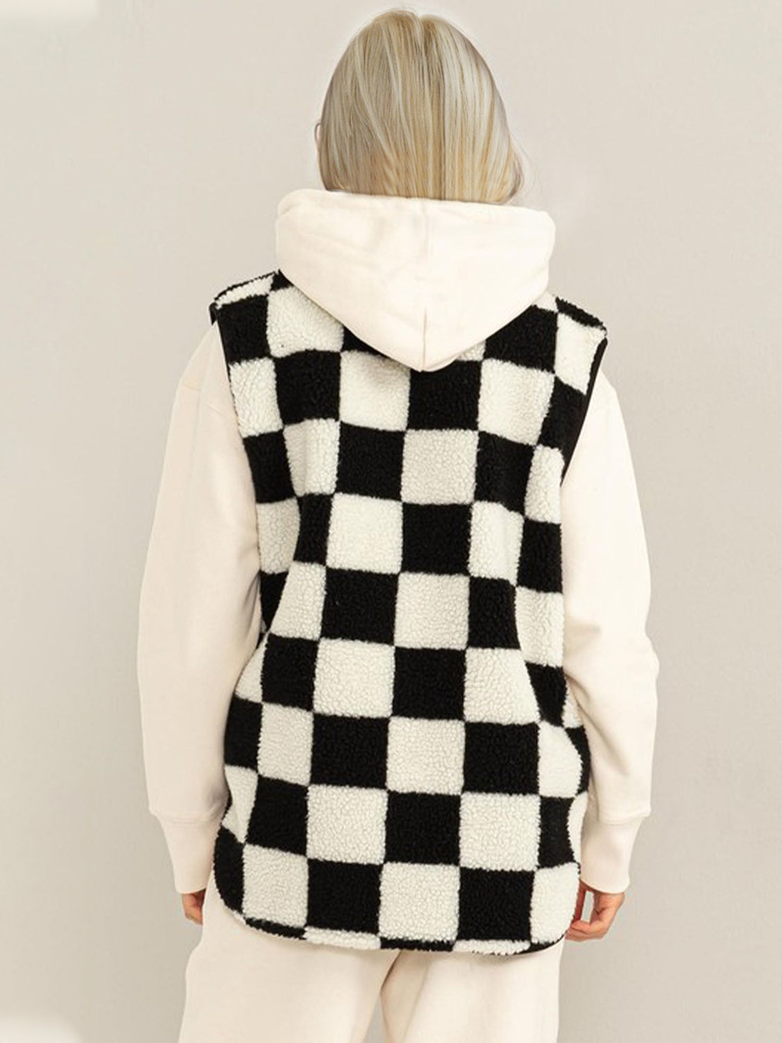 Zip Up Checkered Vest