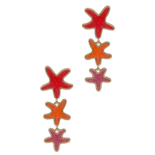 Starfish Earrings - Coral/ Red/ Pink