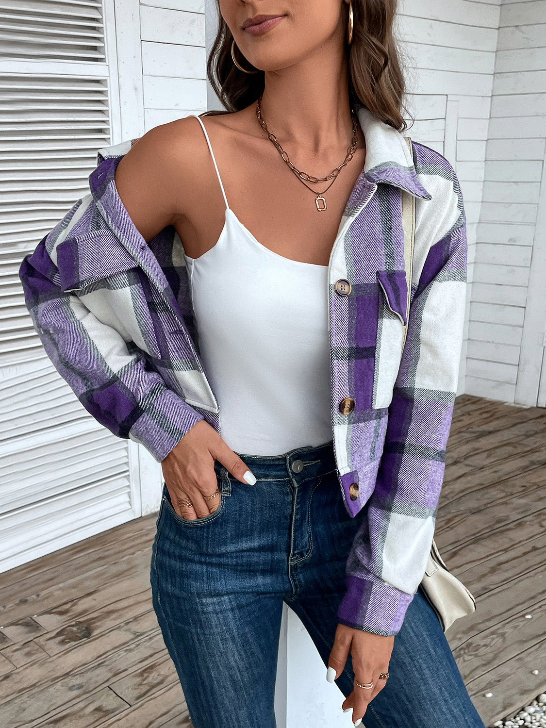 Perfect Masterpiece Cropped Jacket- Purple