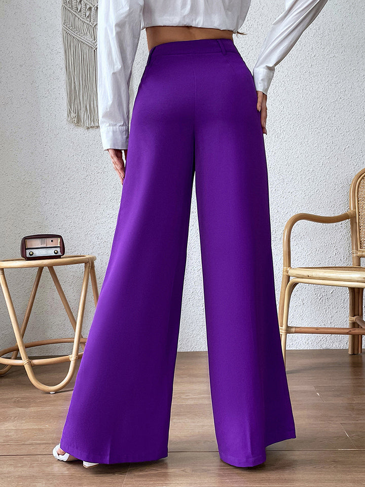 Dark Honey Wide Leg Pants- Deep Purple