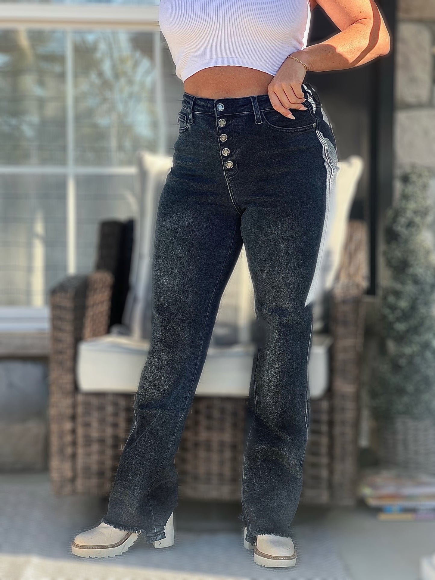 The Isabel- Button Fly Judy Blue Straight Leg Jeans