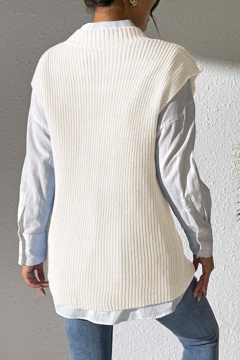 V-Neck Sweater Vest- 5 Colors (Light Blue, Chocolate, Black, Beige, Ivory)