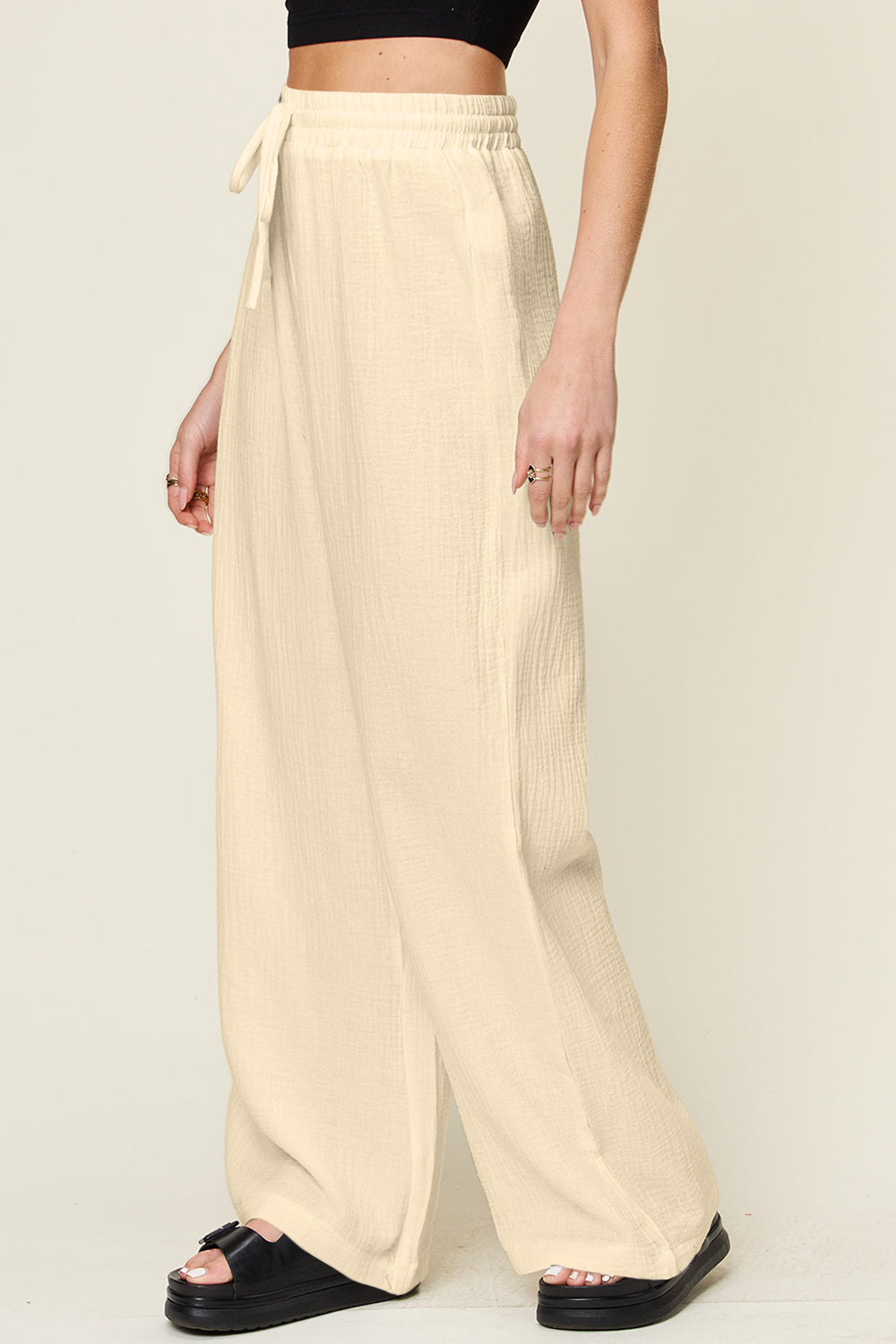 4 Color- Homebody Drawstring Wide Leg Pants