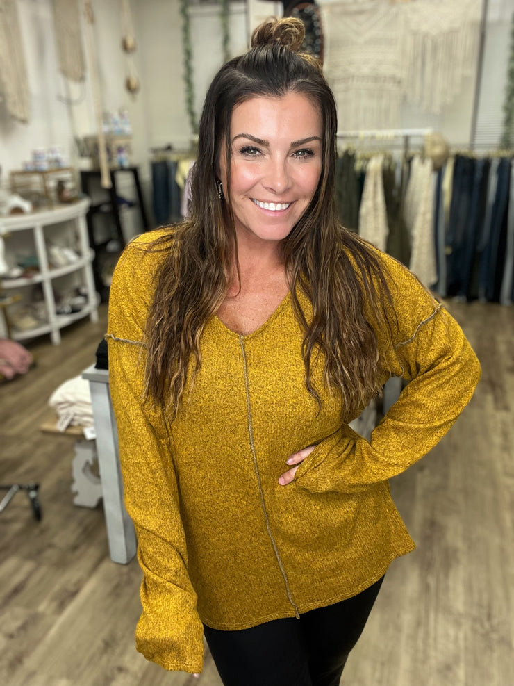 Ribbed for Fall Top- Gold