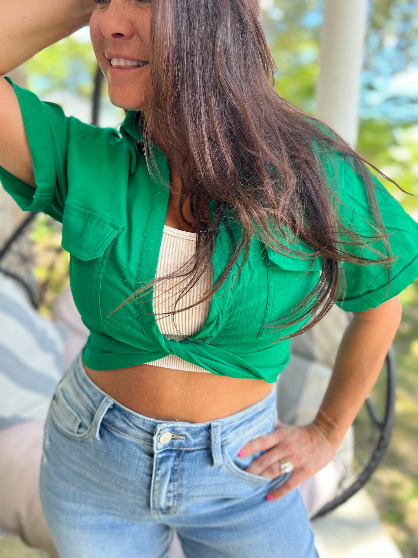 Simply Styled Twisted Top- Green