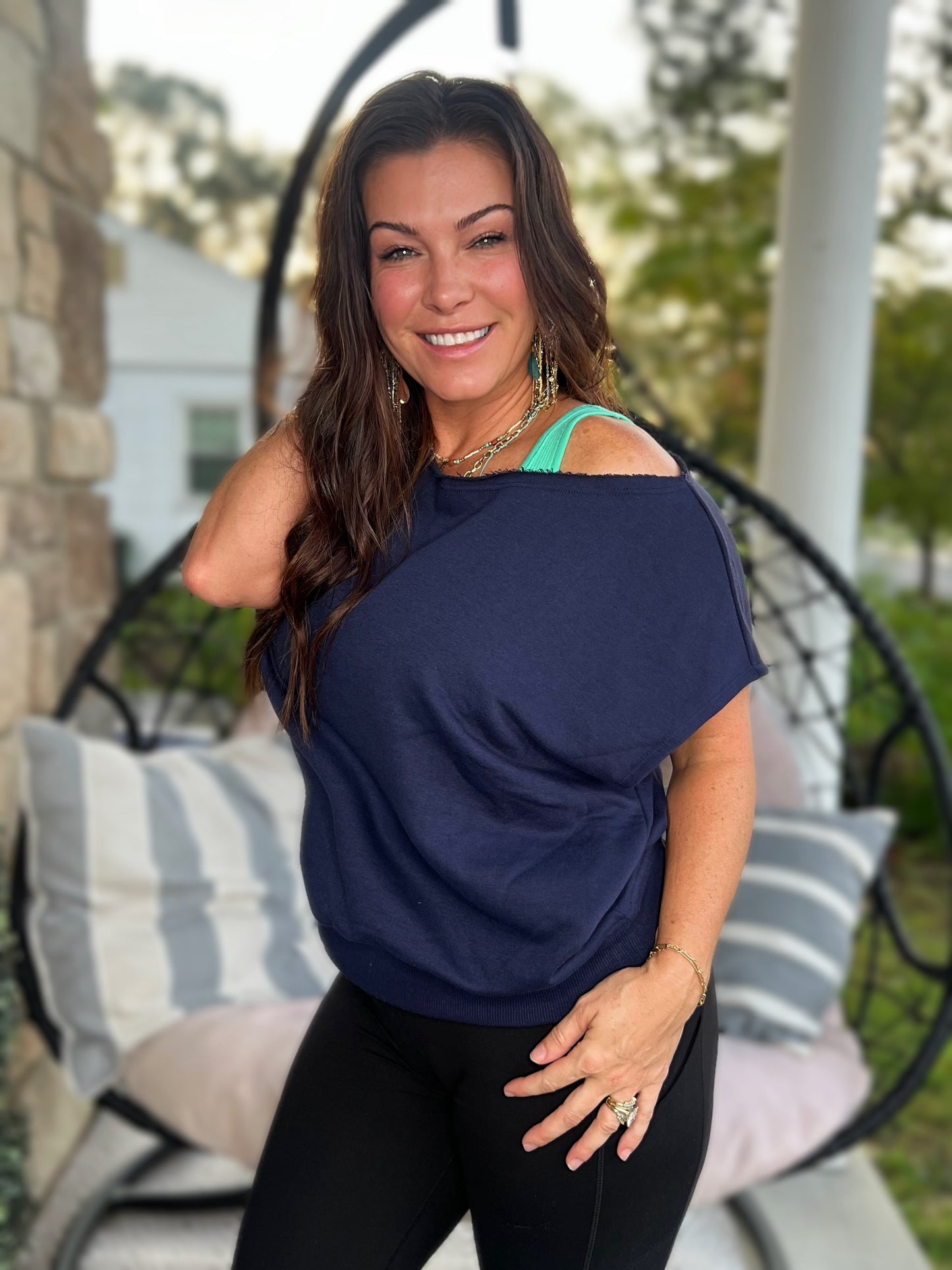 Trendy & Chic Top- Navy