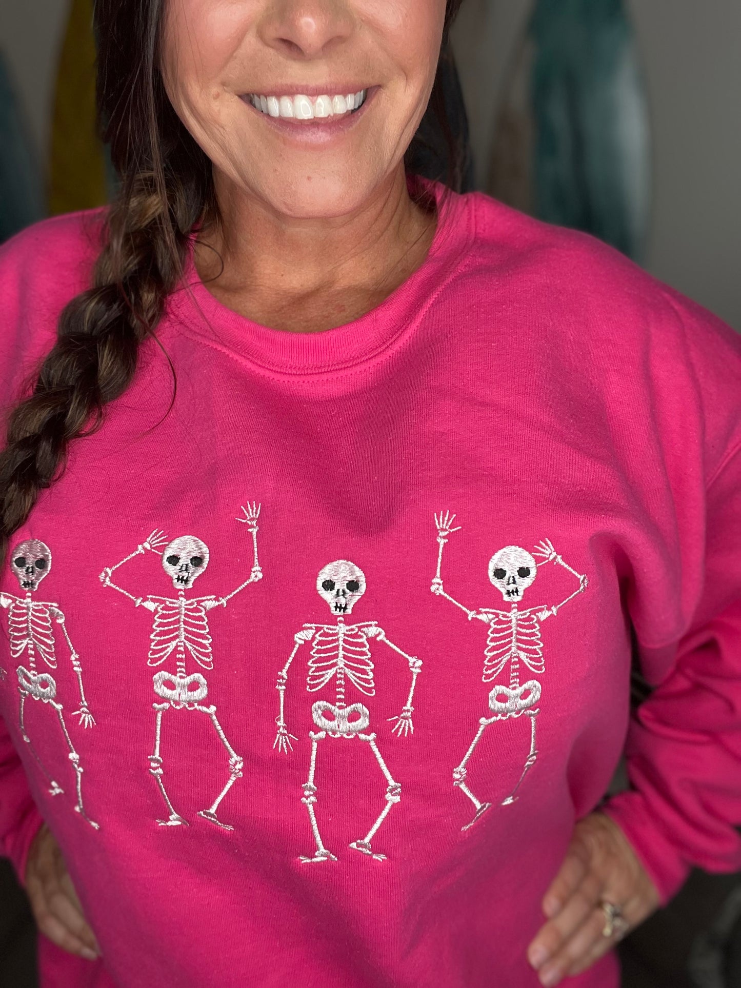 Embroidered Dancing Skeleton Sweatshirt