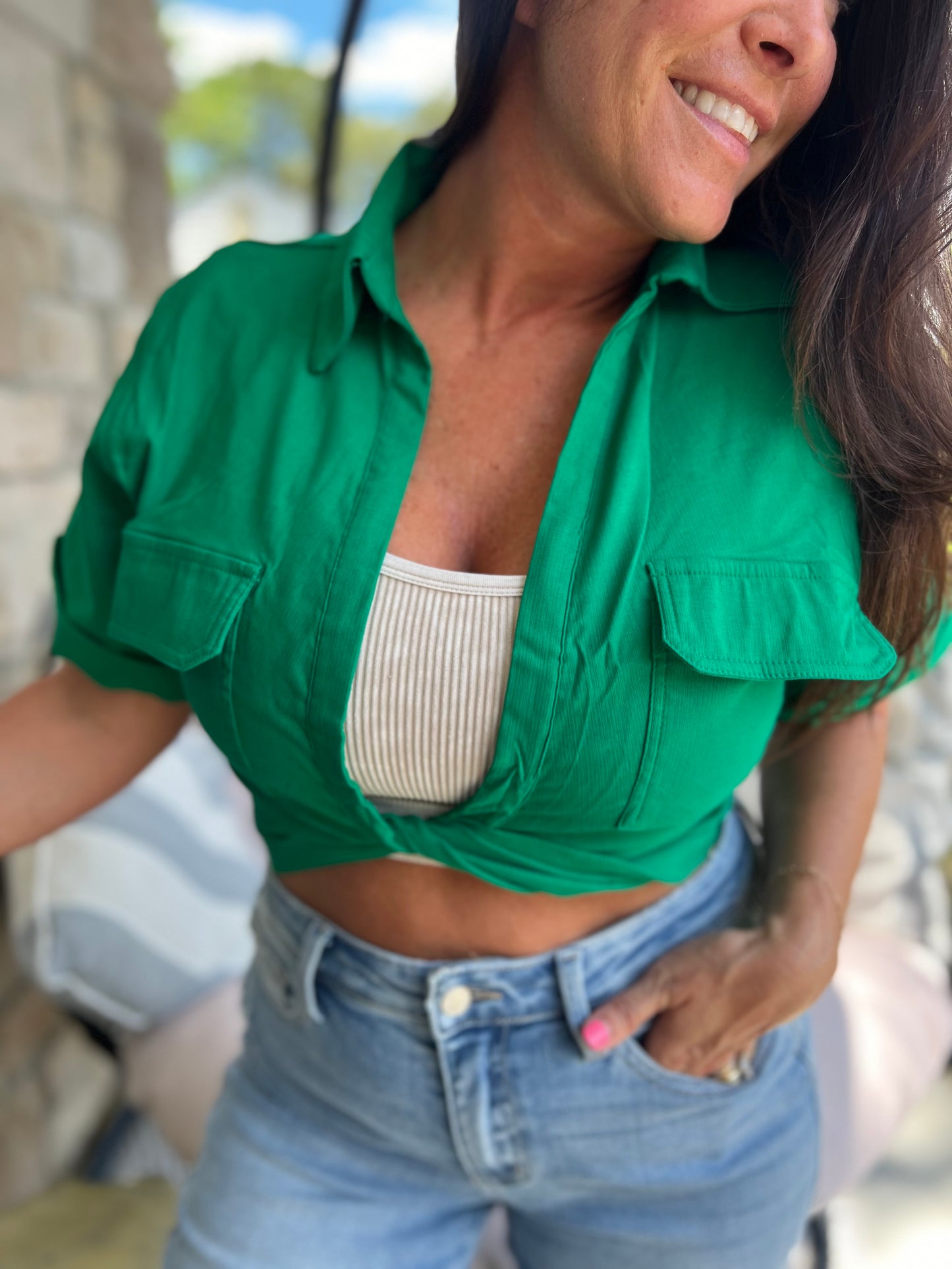 Simply Styled Twisted Top- Green