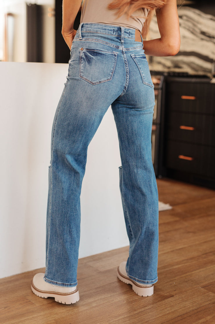 The Simmons- Tummy Control Distressed Judy Blue Straight Leg Jeans
