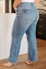 The Simmons- Tummy Control Distressed Judy Blue Straight Leg Jeans
