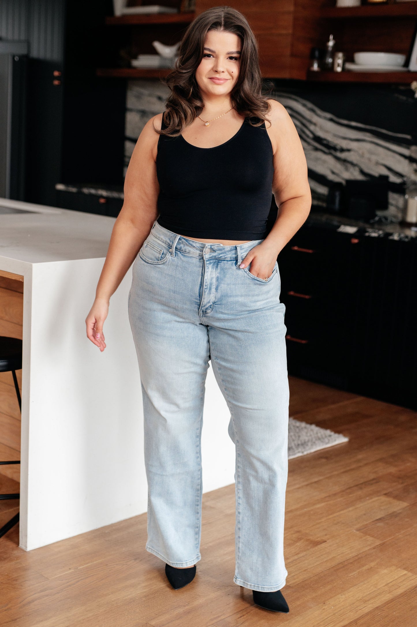 The Beth- Tummy Control Vintage Wash Judy Blue Straight Jeans