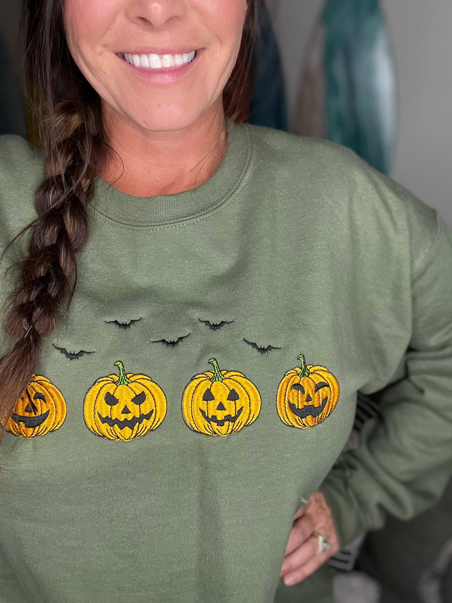 Embroidered Happy Jack-o-Lanterns Sweatshirt