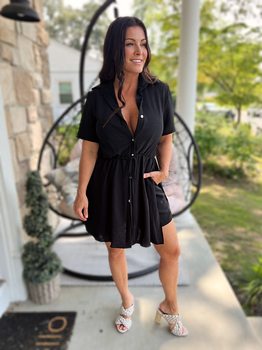 Fun in the Sun Romper Dress- Black