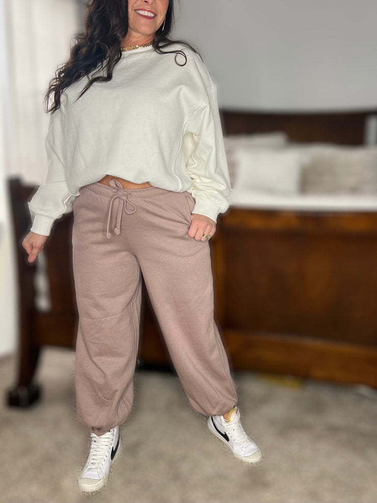 Casually Cozy Joggers- Rosy Brown