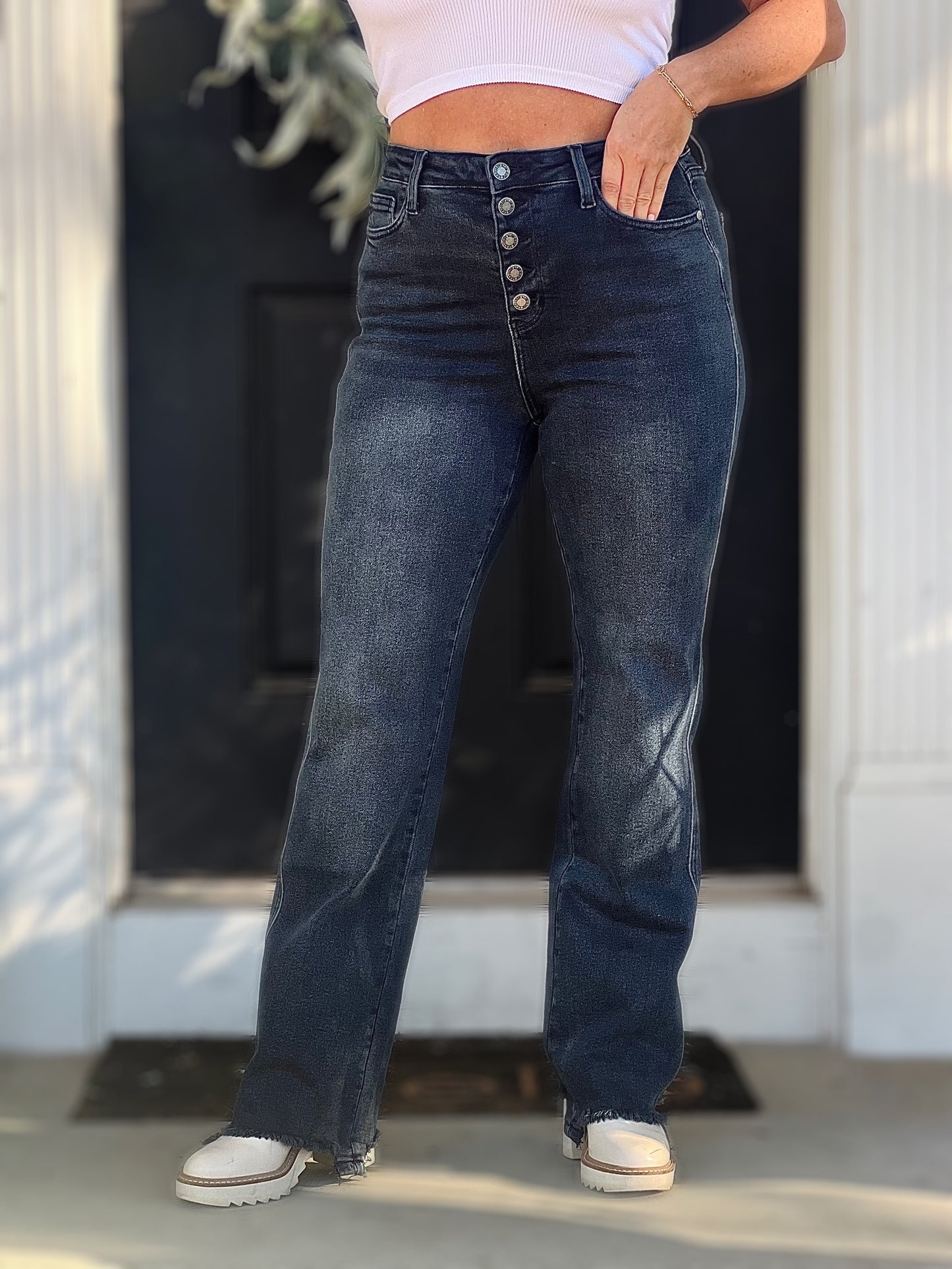 The Isabel- Button Fly Judy Blue Straight Leg Jeans