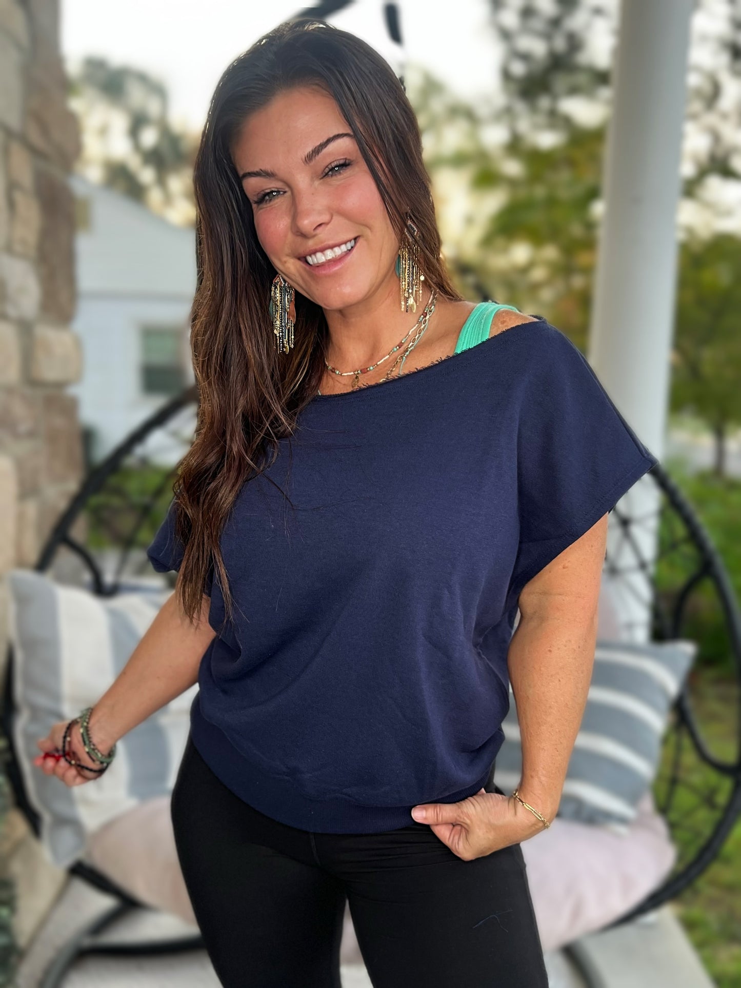 Trendy & Chic Top- Navy