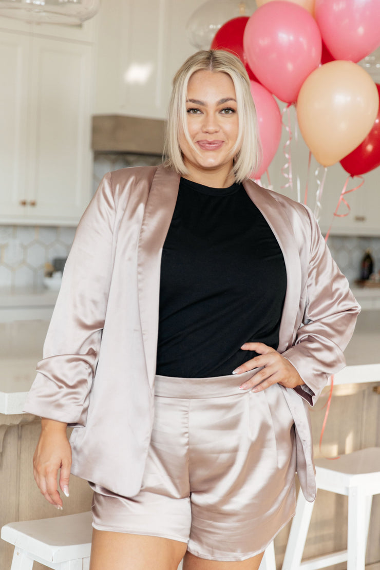 Champagne and Roses Satin Blazer