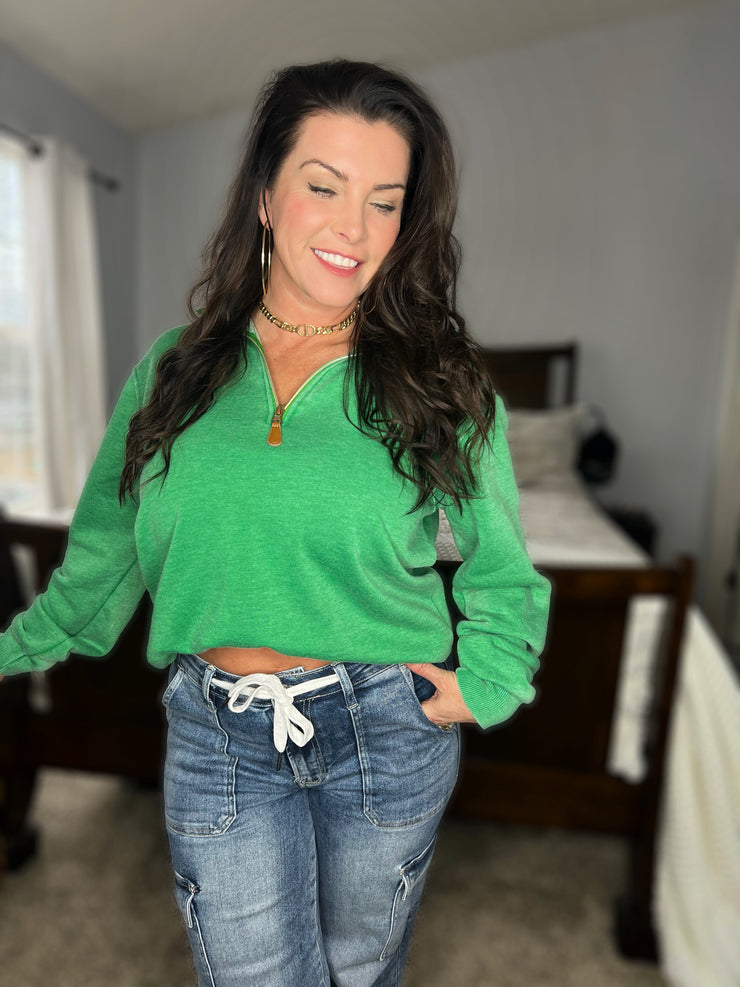New Obsession Vintage Pullover- Kelly Green