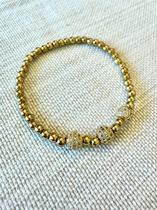 Rhinestone Sphere Adjustable  Bracelet
