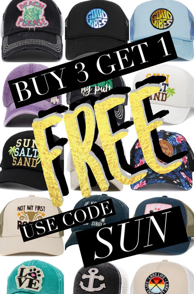 Buy 3/ Get 1 FREE- w/code SUN Ballcap Sunday