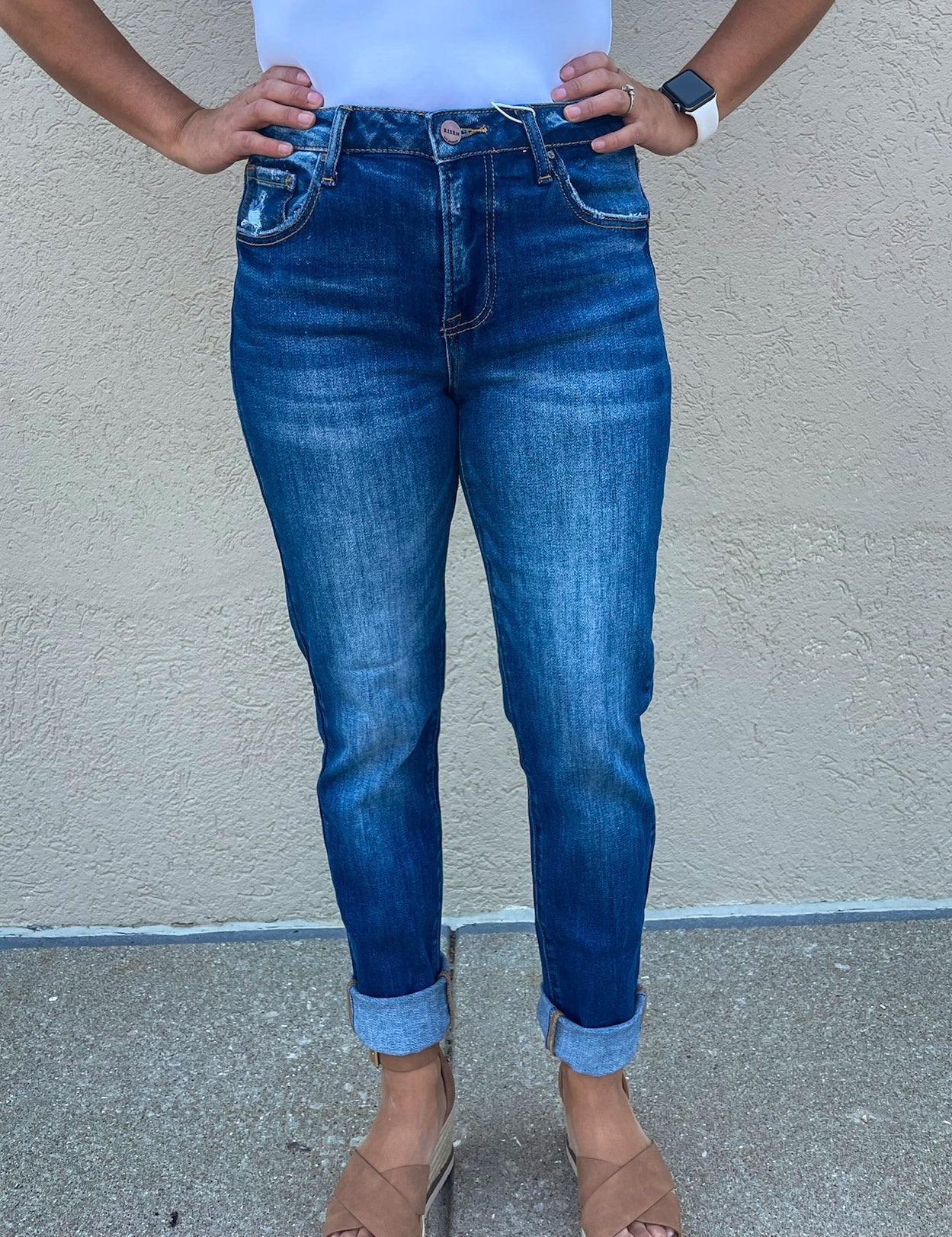 **Size 7 & 3XL High Rise Distressed Knee Skinny Risen Jeans