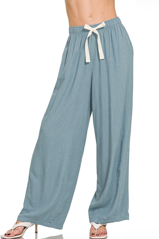 Minimal Must Wide Leg Pants- Rich Bitch Blue