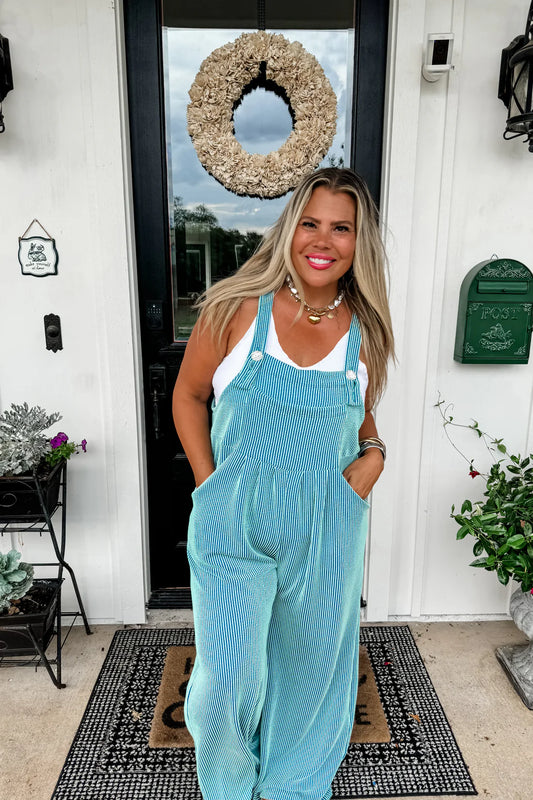 Style is Key Overalls- Aqua