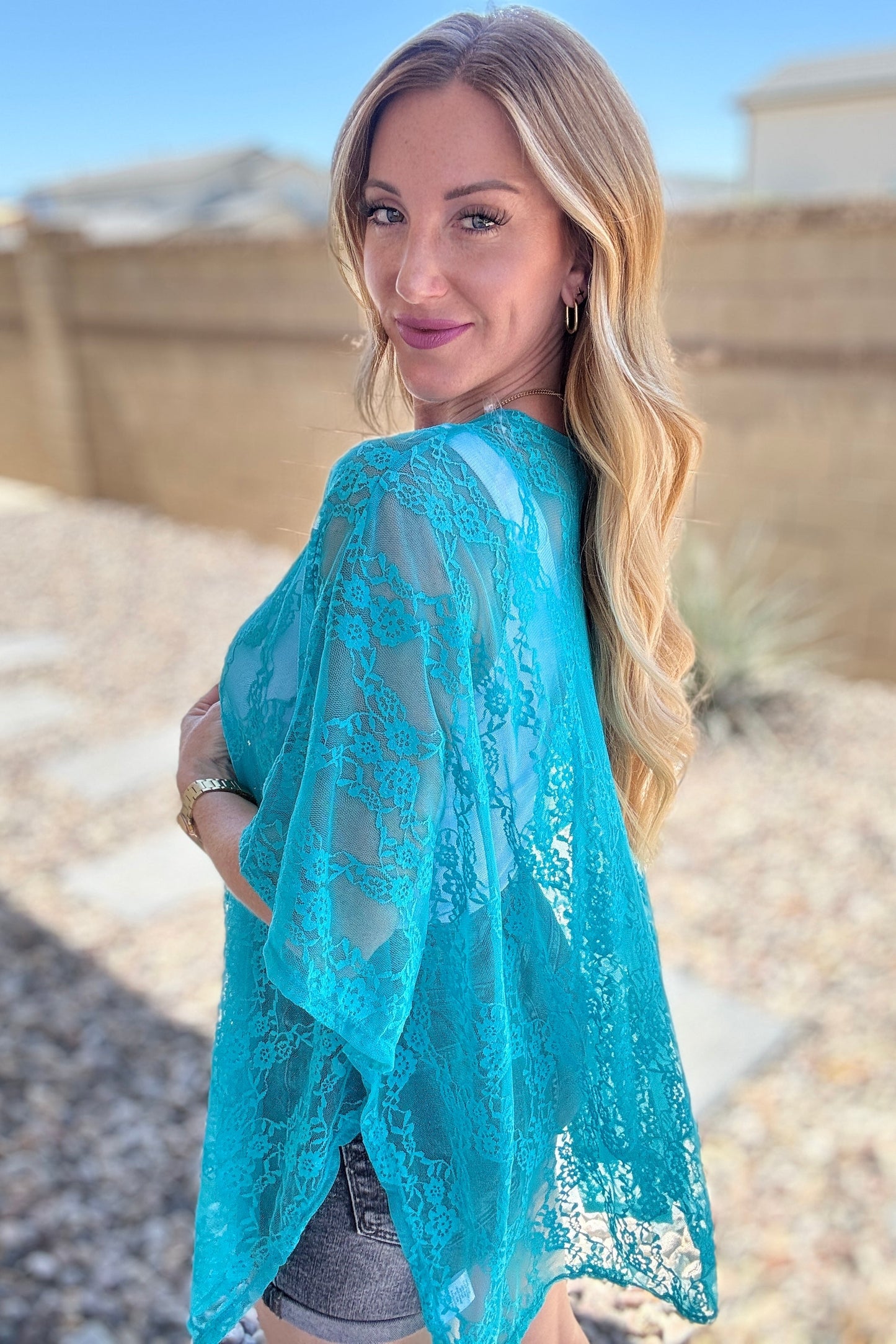 Good Days in Summer Lace Kimono- Teal