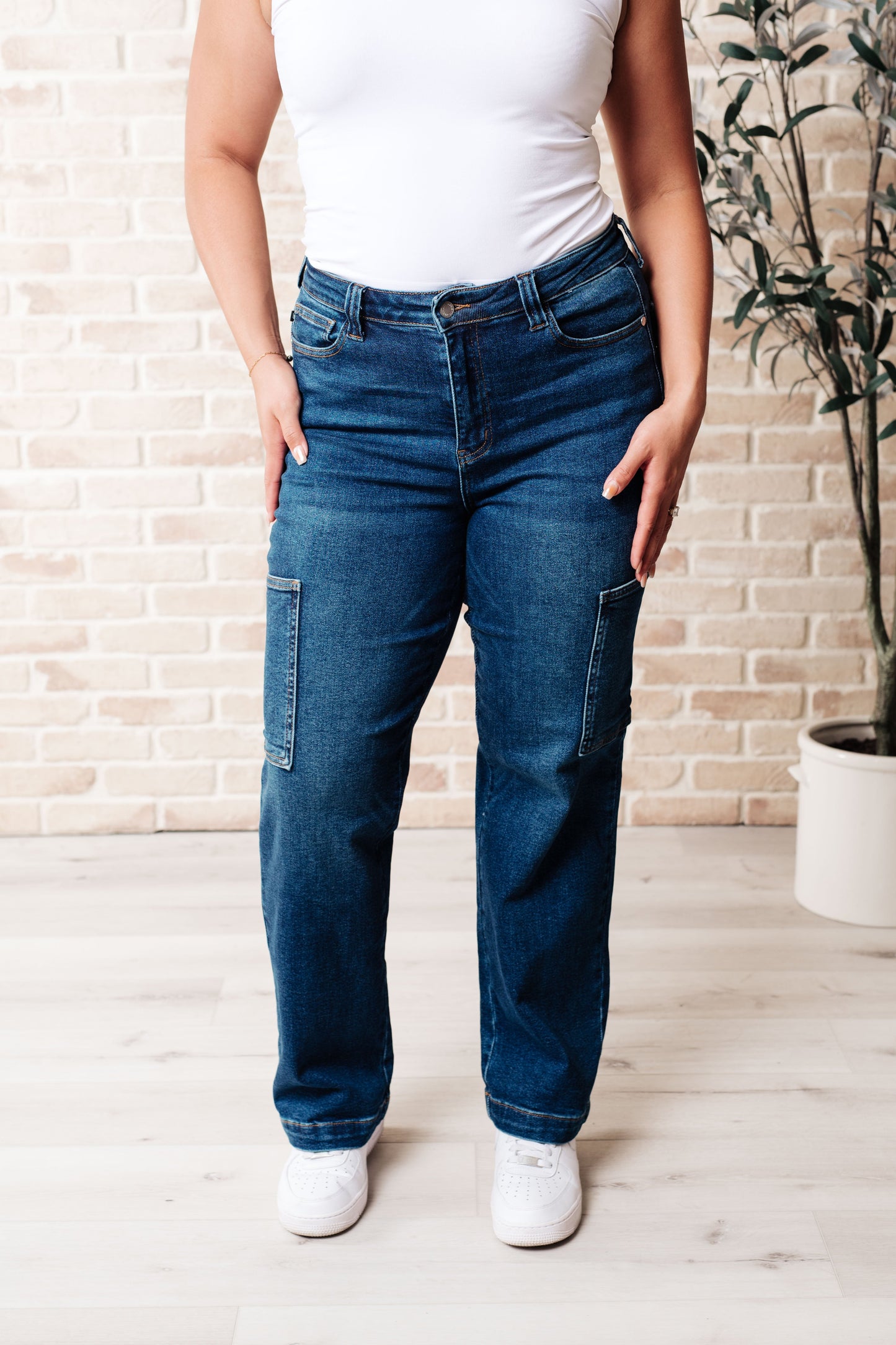 The Lesley- High Rise Cargo Straight Judy Blue Jeans