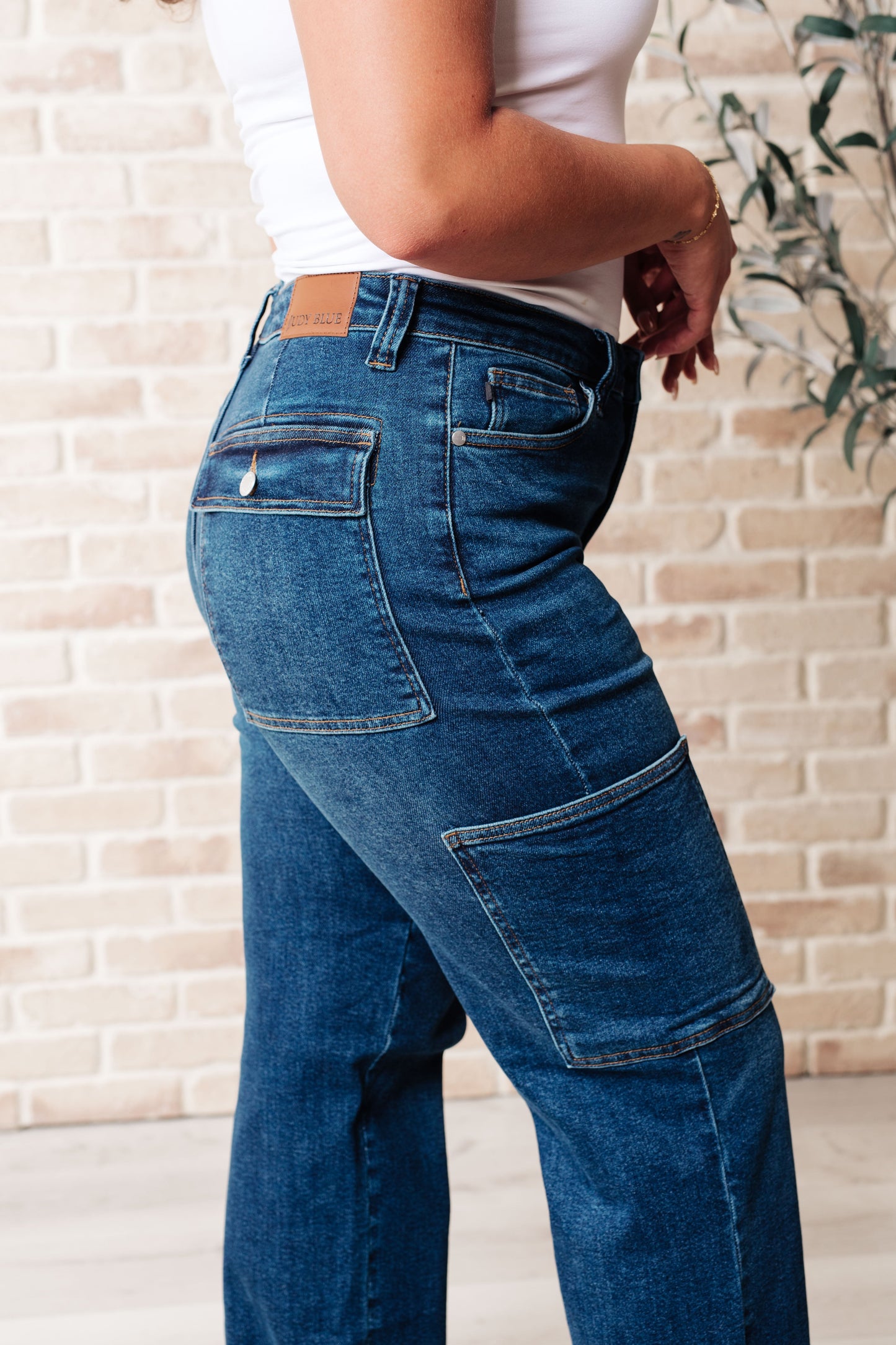 The Lesley- High Rise Cargo Straight Judy Blue Jeans