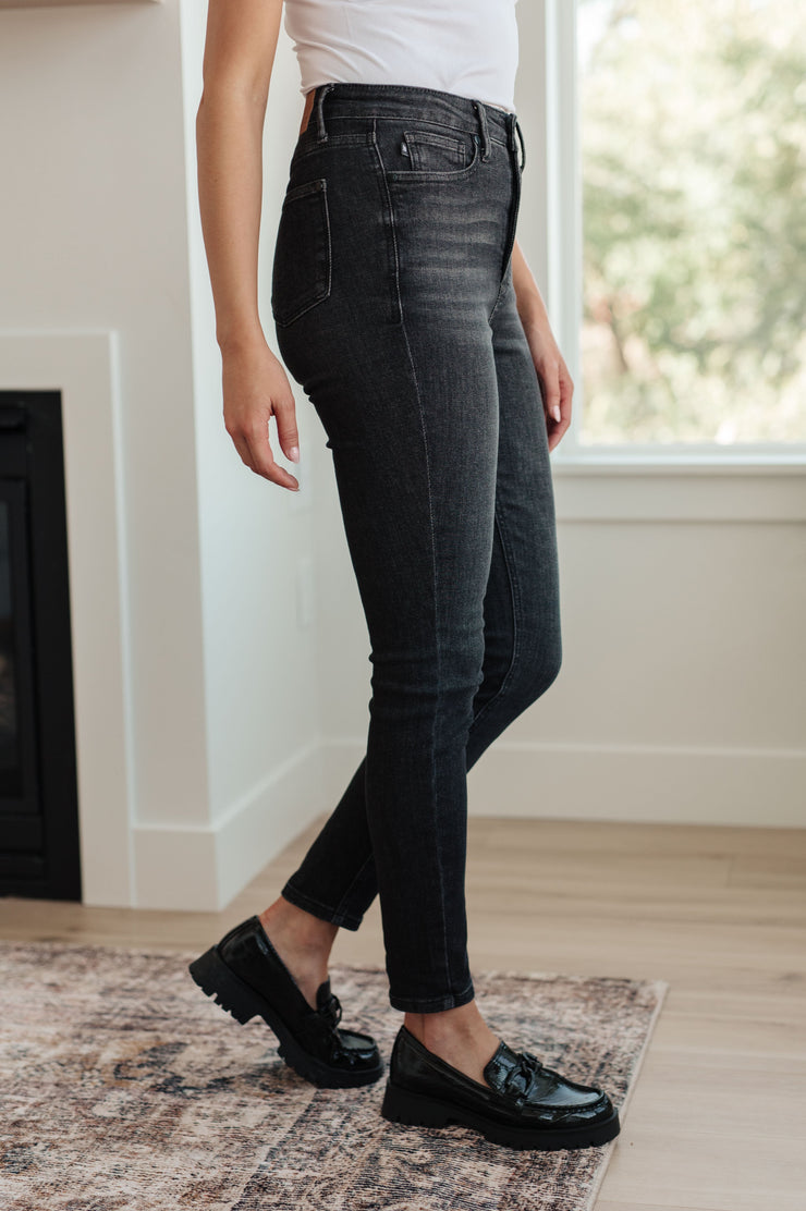 The Renee- Washed Black Tummy Control Judy Blue Skinny Jeans