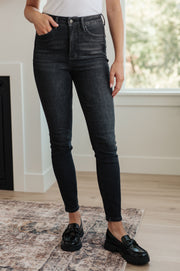 The Renee- Washed Black Tummy Control Judy Blue Skinny Jeans