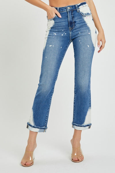 The Stassia- RISEN Bleached Slim Straight Jeans