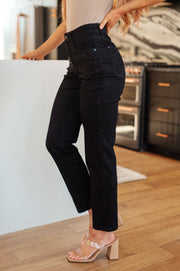 The Leigh Ann- Black Rhinestone Slim Fit Judy Blue Jeans
